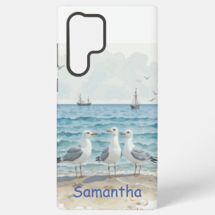 Fun Summer Holiday Sandy Beach Seagulls Samsung Galaxy Case