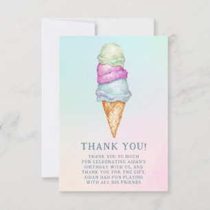Fun Summer Ice Cream Photo Birthday Party  Thank You Card