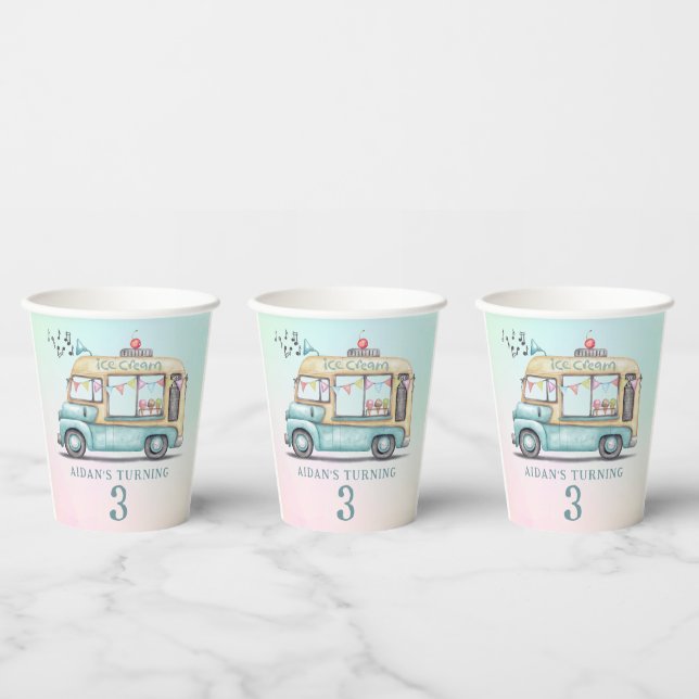Fun Summer Ice Cream Truck Birthday Party  Paper Cups (Multi)