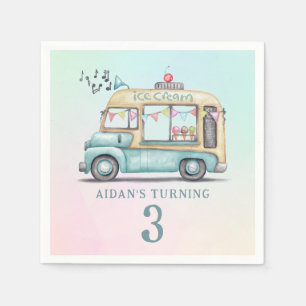 Fun Summer Ice Cream Truck Birthday Party Plate Napkin