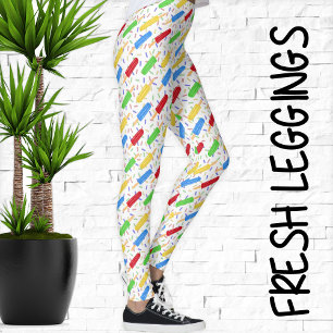 Fun Summer Ice Pops and Sprinkles Pattern Leggings