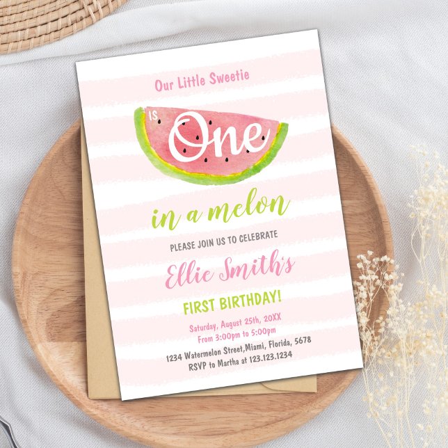 Fun Summer Party Invite (Pink Watermelon Birthday Invitations)