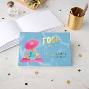 Fun Summer Pool Party Watercolor Sweet 16 Guest Book
