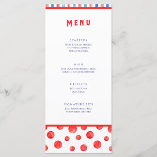 Fun Summer Red Blue Event Menu Flat Card