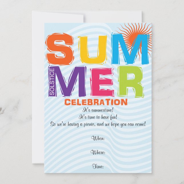 Fun Summer Solstice Invitation (Front)