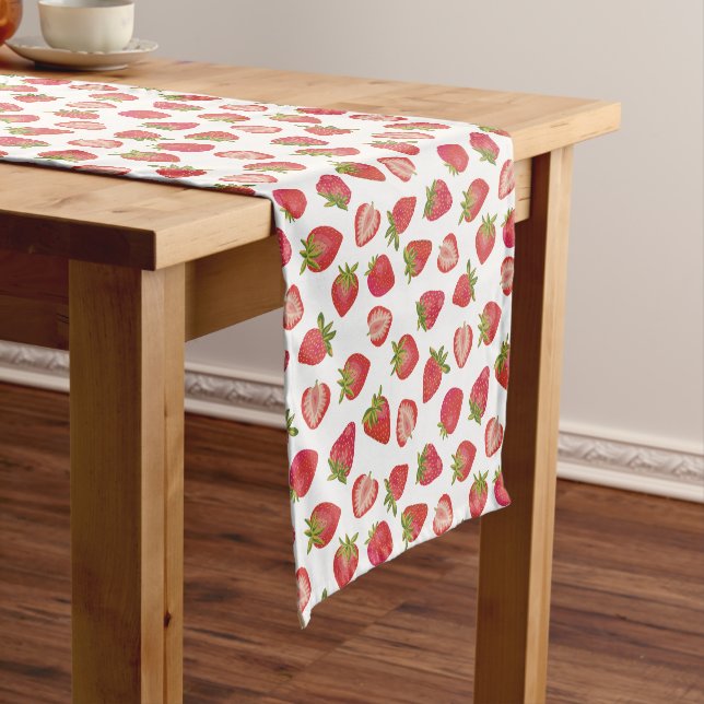 Fun summer strawberry pattern short table runner (In Situ)