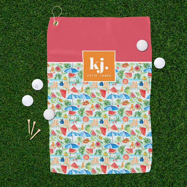 Fun Summer Stylish Monogram Golf Towel (Creator Uploaded)