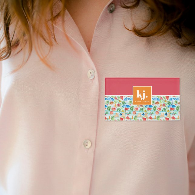 Fun Summer Stylish Monogram Name Tag (Creator Uploaded)