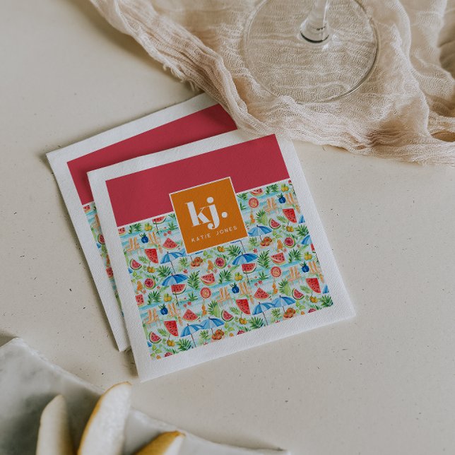 Fun Summer Stylish Monogram Napkin (Creator Uploaded)