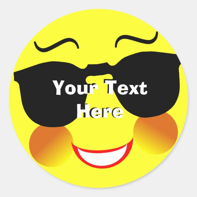 Fun Summer Sun Face Personaliized Classic Round Sticker (Front)