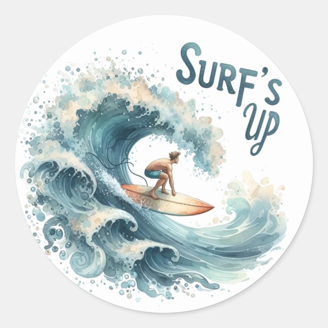 Fun  Summer  Surfs Up Stickers (Front)