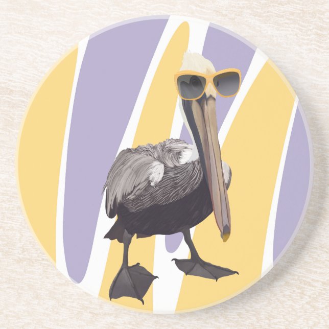 Fun Summer Vibes Pelican Bird Coaster (Front)