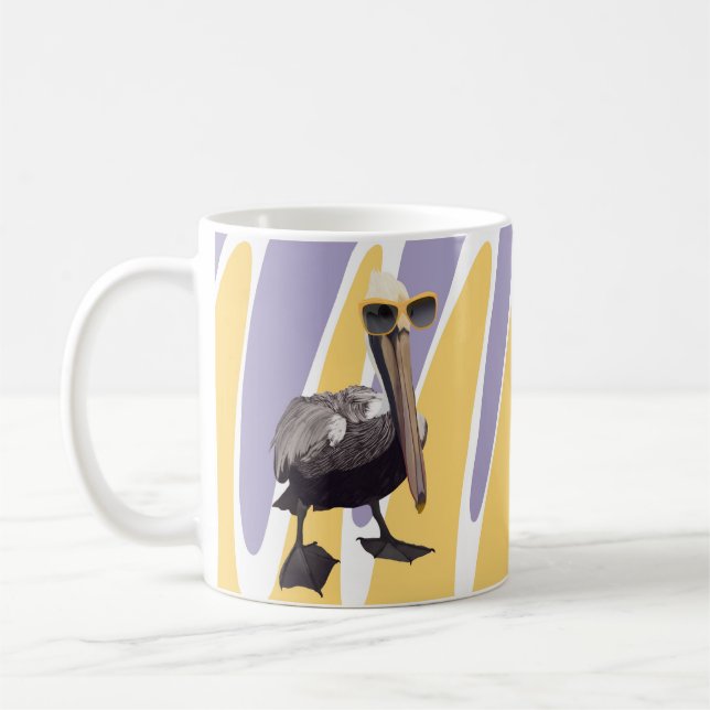 Fun Summer Vibes Pelican Bird Coffee Mug (Left)