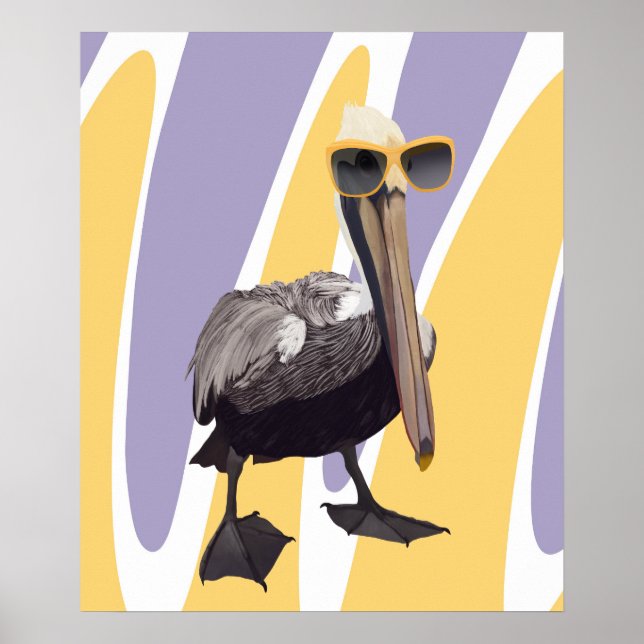 Fun Summer Vibes Pelican Bird Poster (Front)