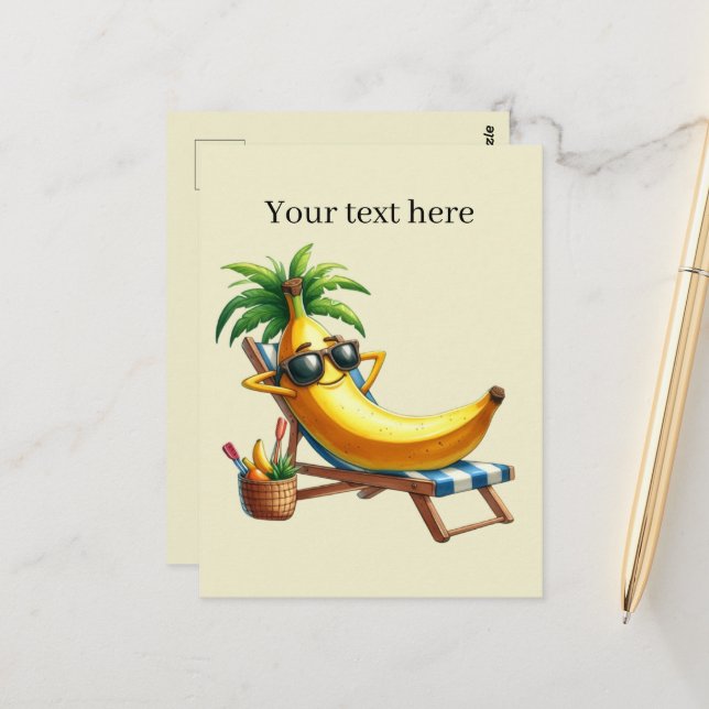 Fun Summertime customisable beach banana  Postcard (Front/Back In Situ)
