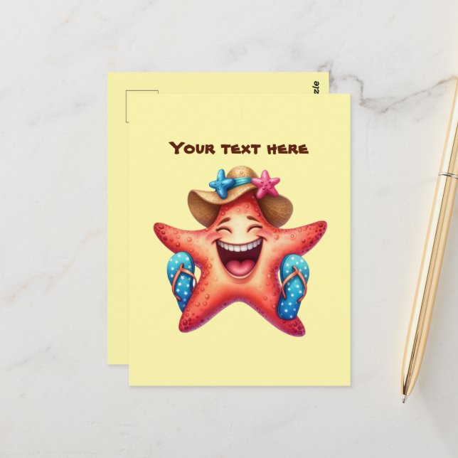 Fun Summertime customisable beach starfish  Postcard (Front/Back In Situ)