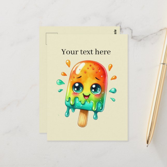 Fun Summertime customisable melting ice cream  Postcard (Front/Back In Situ)