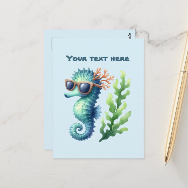 Fun Summertime customisable sea horse  Postcard (Front/Back In Situ)