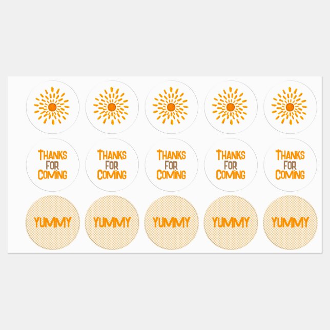 Fun sun shine Favour stickers  (Sheet)