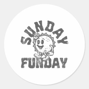Fun Sunday Footll Funday Cute Vintage Sun Classic Round Sticker