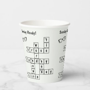 Fun "Sunday Ready!" Crossword Black Eyeglass Frame Paper Cups