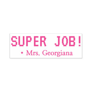 Fun "SUPER JOB!" Teacher Rubber Stamp