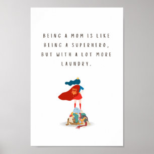 Fun Superhero Poster for Mother