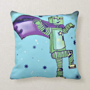 Fun Superhero Robot Throw Pillow