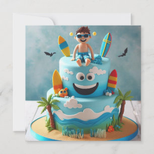 FUN SURFS UP BIRTHDAY CAKE CARD