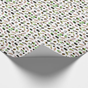 Fun Sushi Characters Pattern Wrapping Paper