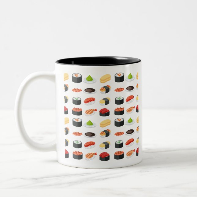 Fun Sushi pattern Two-Tone Coffee Mug (Left)