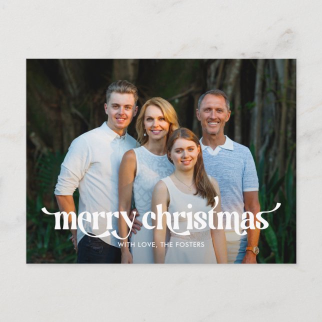 Fun Swash Modern Christmas Photo Card Postcard (Front)