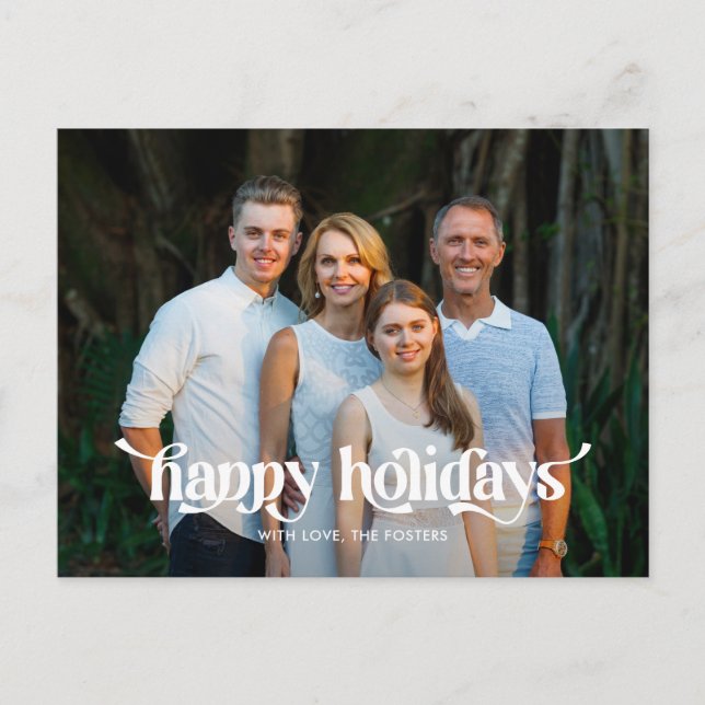 Fun Swash Modern Holiday Photo Card Postcard (Front)