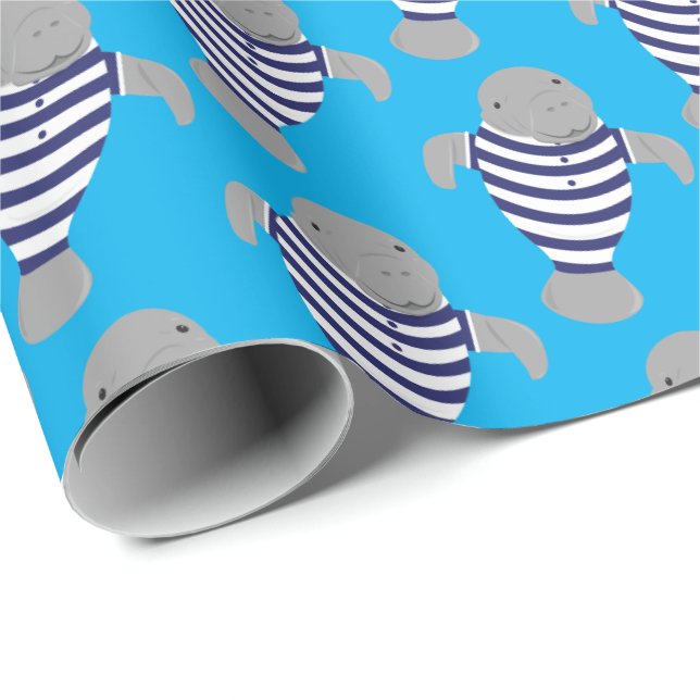 Fun Swimsuit Manatee Animal Wrapping Paper (Roll Corner)