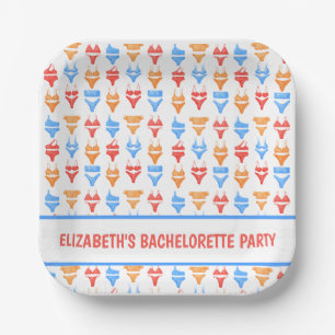 Fun Swimsuit Pool Party Personalised Bachelorette Paper Plate