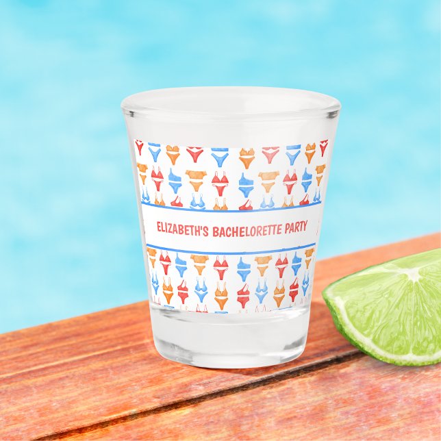 Fun Swimsuit Pool Party Personalised Bachelorette Shot Glass (Creator Uploaded)