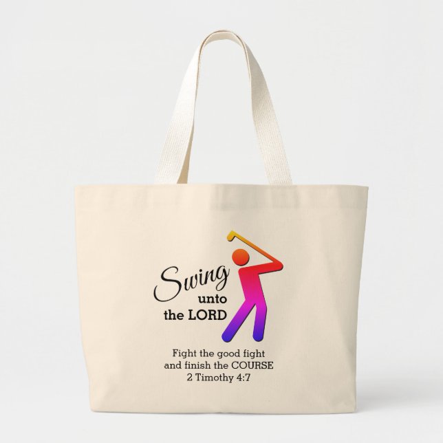 Fun SWING UNTO THE LORD Customisable Golf Large Tote Bag (Front)