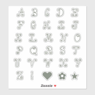 Fun Swirly Sage Alphabet Initial Monogram Letters