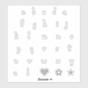 Fun Swirly Silver Font Alphabet Stickers Letters