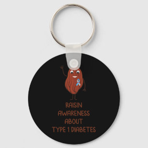 Fun T1d Type 1 Diabetes Awareness Ribbon Gift Key Ring