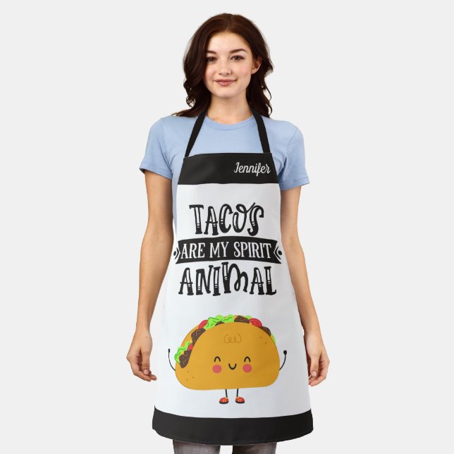 Fun Tacos are my spirit animal humourous Apron (Worn)