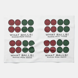FUN TAKE ON A GREAT GAME BOCCE - WHAT BALLS! TEA TOWEL