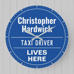 Fun Taxi Driver Wall Plaque Style Large Clock