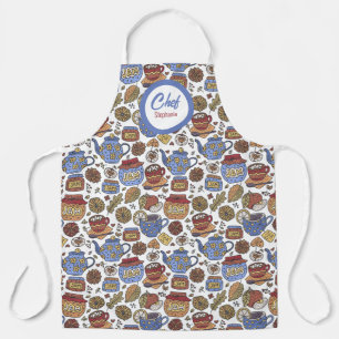 Fun Tea and Jam Pattern, Personalized Chefs Apron