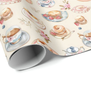 Fun tea party tiled  wrapping paper