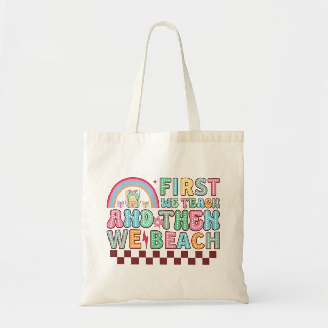 Fun teach beach word art  tote bag (Front)