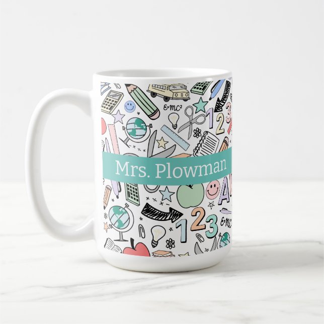 Fun Teacher School Doodles  Coffee Mug (Left)