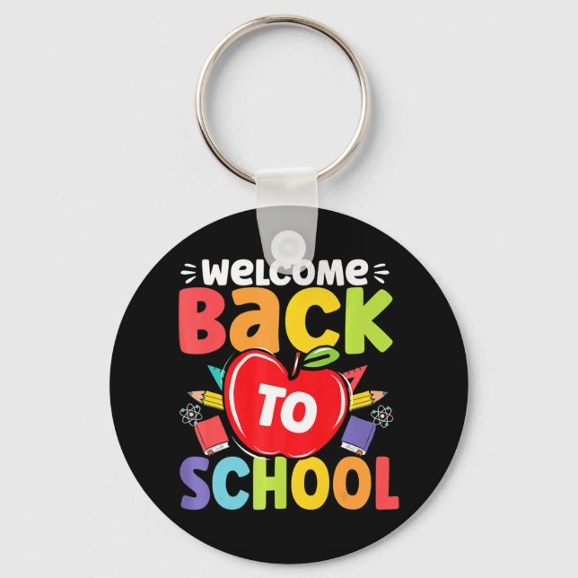 Fun Teachers Students  Welcome Back To School Appl Key Ring (Front)