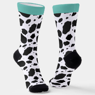 Fun Teal Animal Cow Print Socks