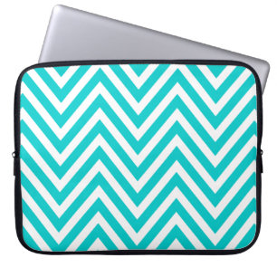 FUN TEAL BLUE CHEVRON PATTERN LAPTOP SLEEVE